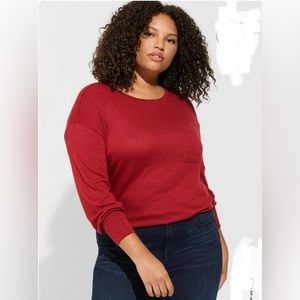 Torrid Unbrushed Hacci Drop Shoulder Pocket Sweatshirt | Rhubarb | Size 1